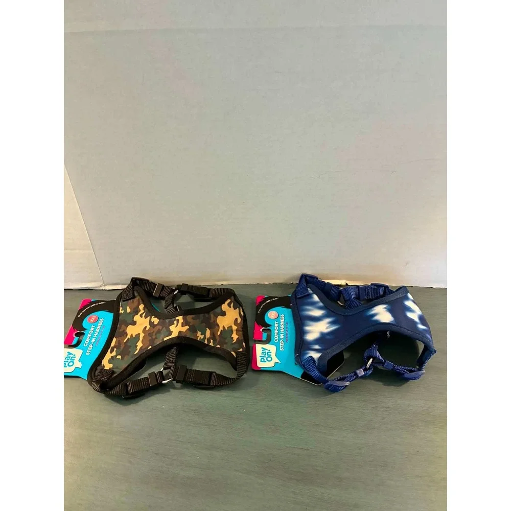 Play On Comfort Step-In Harness Dog XXS Blue Green NEW 2 Pack Camo Tie Dye